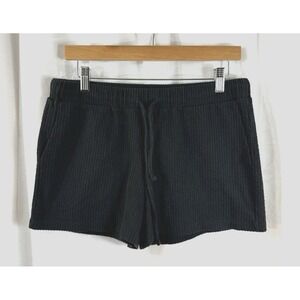 Madewell Seersucker Short M Black Stretch Waist Crinkle Drawstring‎ Comfy Casual